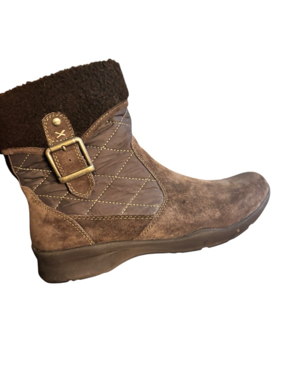 Earth Origins Womens Pinnacle Ankle Boots Booties Brown Suede Faux Fur Zip 9B - Picture 3 of 8